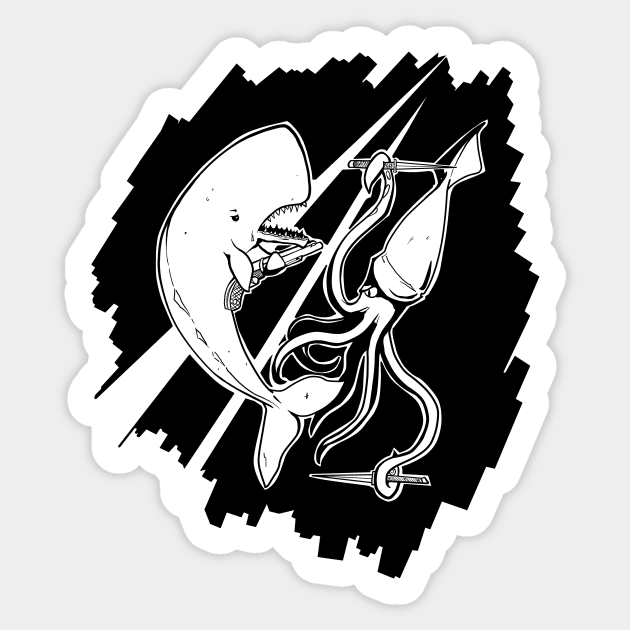 Whale v Squid Sticker by TheHaloEquation